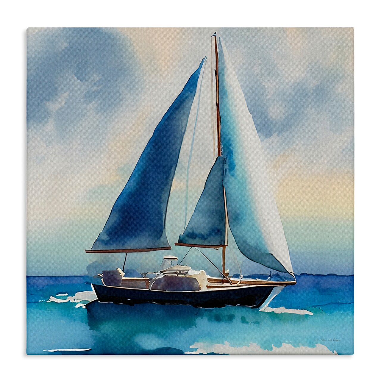 Stupell Industries Watercolor Style Sailboat Canvas Wall Art Design by Yass Naffas Designs